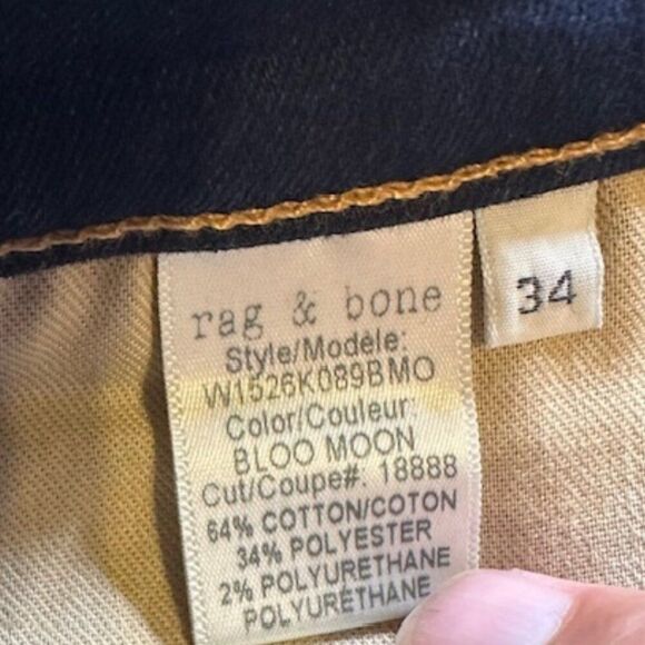 RAG & BONE W1526K089BMO Ankle Skinny‎ Jeans in Bloo Moon Color Size 34 - Picture 8 of 11